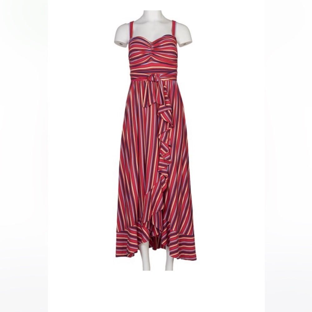 Anthropologie Maeve pink striped maxi dress XS